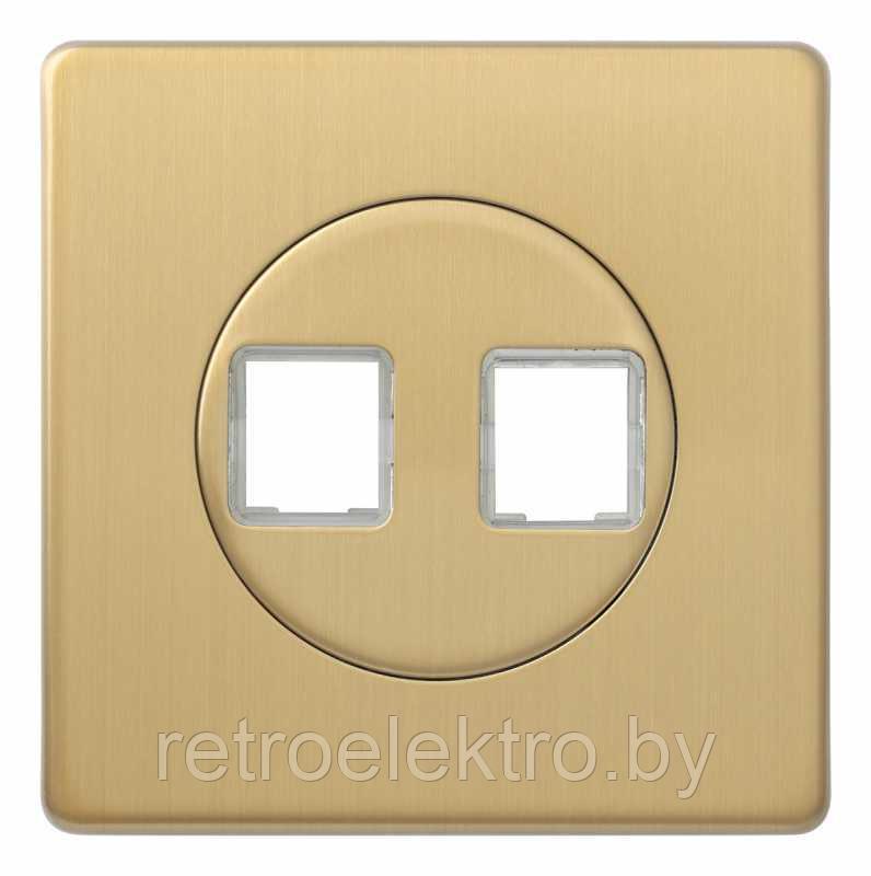 Монтажная плата на 2 инф. разъема RJ-45 (без разъема) Varilight, цвет Brushed Brass (матовая латунь) - фото 2 - id-p158738351