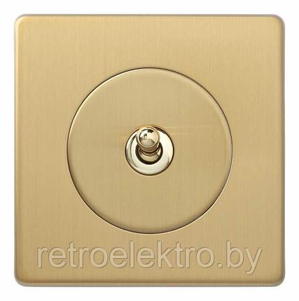 Одноклавишный тумблерный выключатель/переключатель 10А, цвет Brushed Brass (матовая латунь), фото 2