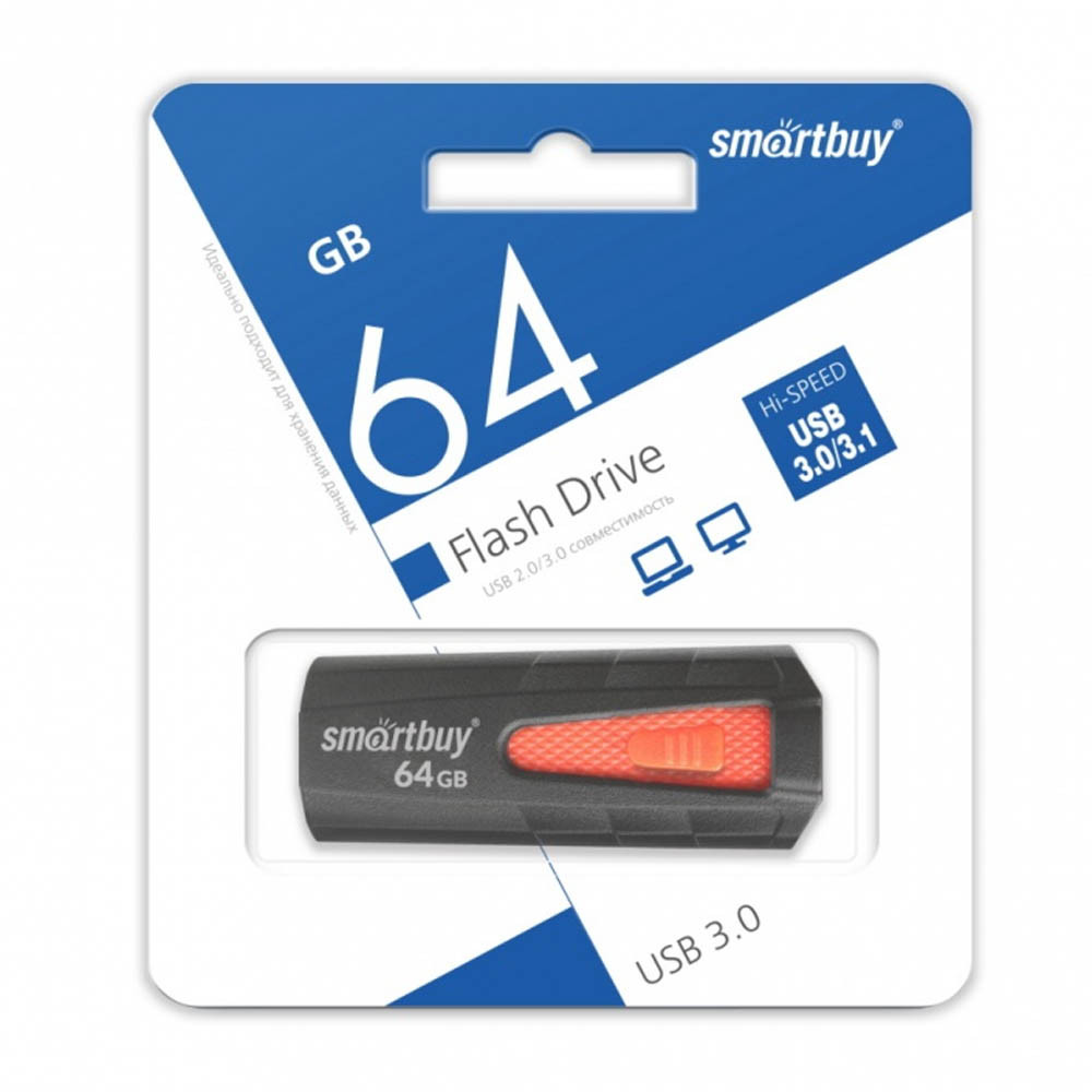 USB 3.0 флеш-диск SmartBuy 64GB Iron Black-Red