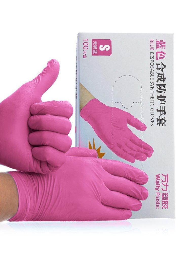 Перчатки Wally Plastic розовые винил / нитриловые размер XS S M (100 штук, 50 пар) РАБОТАЕМ БЕЗ НДС!