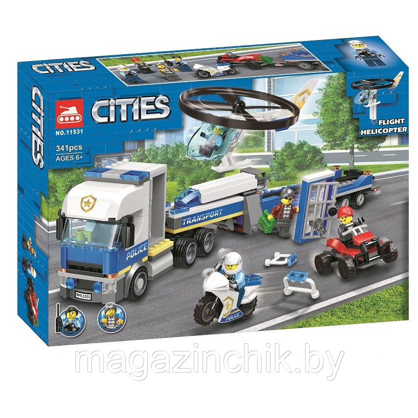 Конструктор Полицейский вертолетный транспорт, Lari 11531 аналог LEGO City 60244 - фото 1 - id-p159089781
