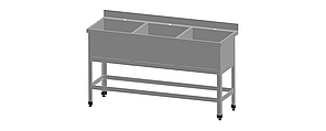 Ванна моечная 3-гнездная,  1500х600х850, (глубина 450)