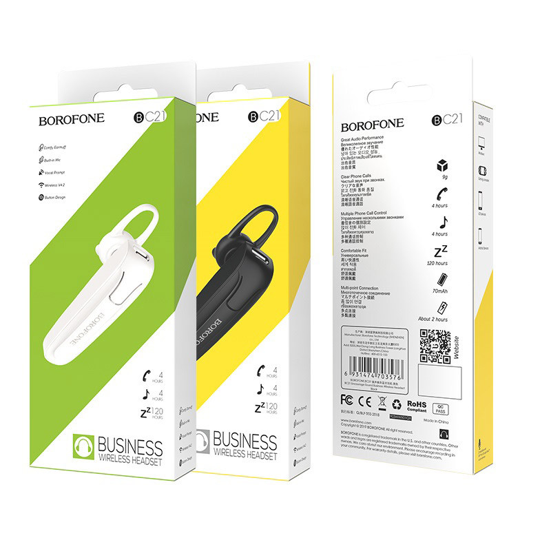 Bluetooth-гарнитура BOROFONE BC21, цвет: чёрный