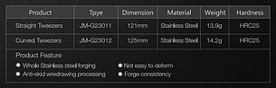 Пинцет изогнутый 125мм (нерж.сталь, 14,2гр., HRC25) JM-G23012, фото 2