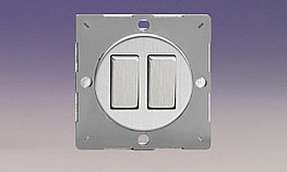 Двухклавишный выключатель/переключатель 10А, цвет Brushed Steel (матовая сталь)