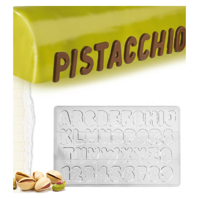 Поликарбонатная форма для конфет "Алфавит и Цифры", MA3005, Martellato - фото 4 - id-p159154853
