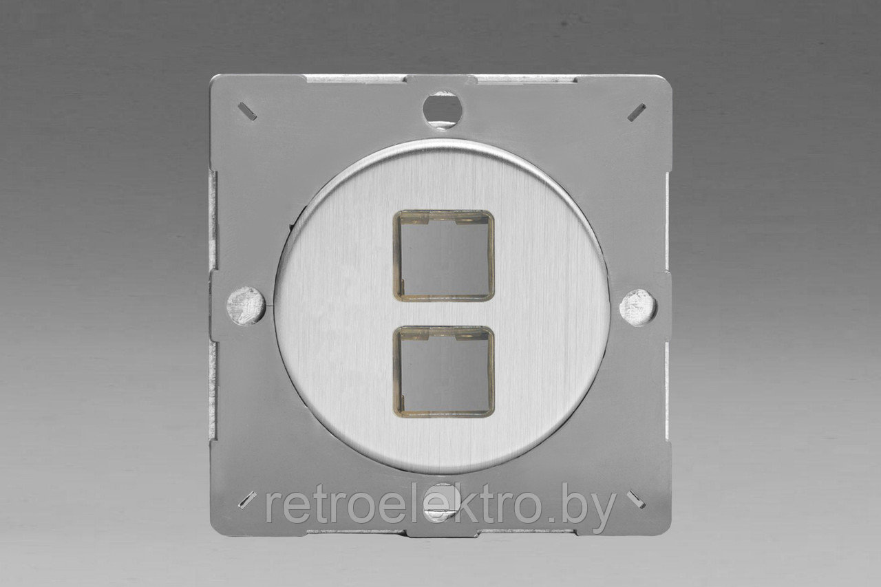 Монтажная плата на 2 инф. разъема RJ-45 (без разъема) Varilight, цвет Brushed Steel (матовая сталь)