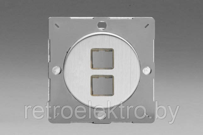 Монтажная плата на 2 инф. разъема RJ-45 (без разъема) Varilight, цвет Brushed Steel (матовая сталь), фото 2