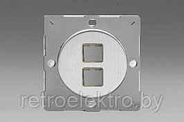 Монтажная плата на 2 инф. разъема RJ-45 (без разъема) Varilight, цвет Brushed Steel (матовая сталь)