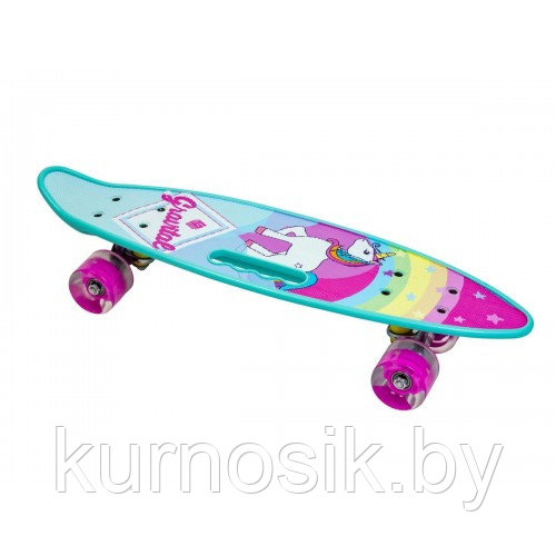 Детский скейт пенни борд с ручкой "Единорог" светящиеся колеса - фото 2 - id-p159159064