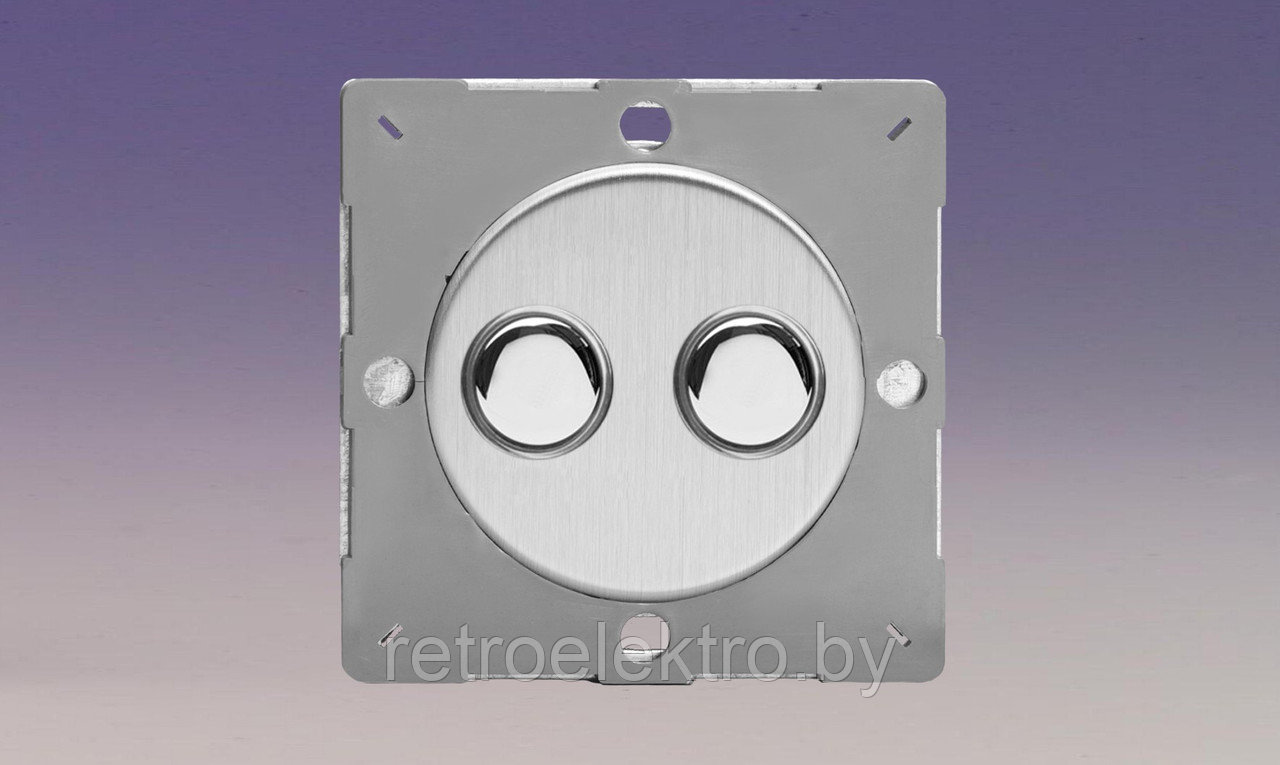 Двойная кнопка выключатель/переключатель 6А сборе, цвет Brushed Steel (матовая сталь)