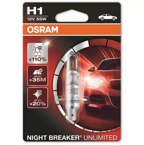 Автомобильная лампа H1 Osram Night Breaker Unlimited +110% (комплект 2 шт) - фото 2 - id-p159167261