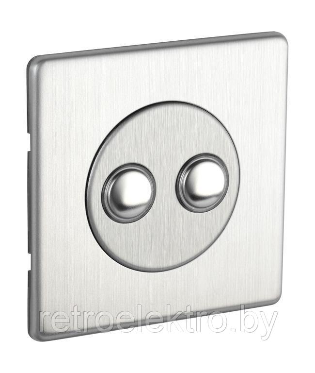 Двойная кнопка выключатель/переключатель 6А сборе, цвет Brushed Steel ...