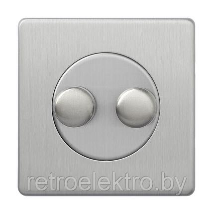 Диммер двойной электромеханический 2х40-250W, цвет Brushed Steel (матовая сталь), фото 2