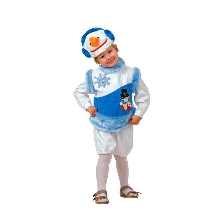 Карнавальный костюм "Снеговик снежный", плюш, размер 28, рост 110 см - фото 1 - id-p155040633
