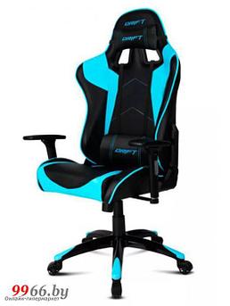Игровое геймерское кресло для компьютера Drift DR300 PU Leather Black Blue для геймеров на колесиках