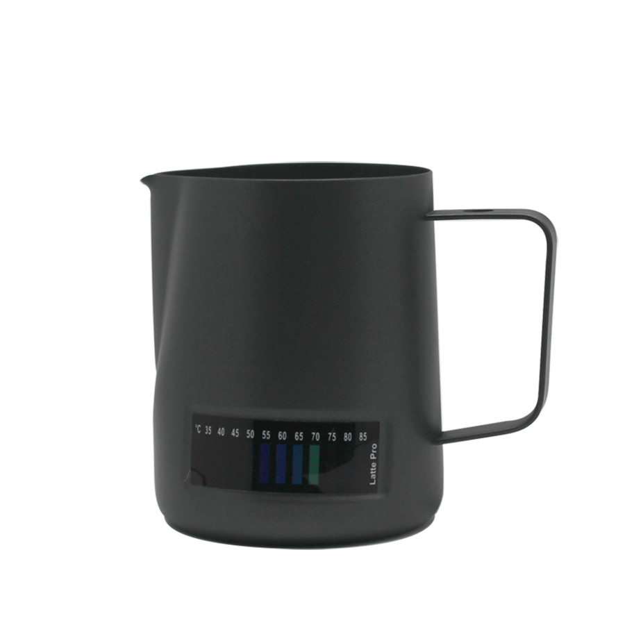 Питчер Latte Pro черный с температурным индикатором 350 мл, тефлоновое покрытие, P.L.- Barbossa - фото 1 - id-p150686632