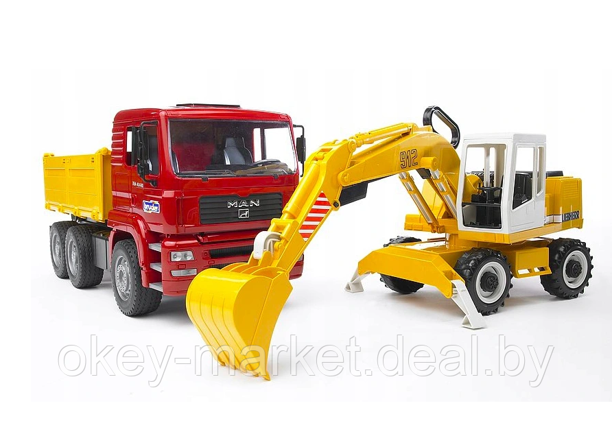 Игрушка Bruder Самосвал MAN с колёсным экскаватором Liebherr 02751 - фото 7 - id-p159173789