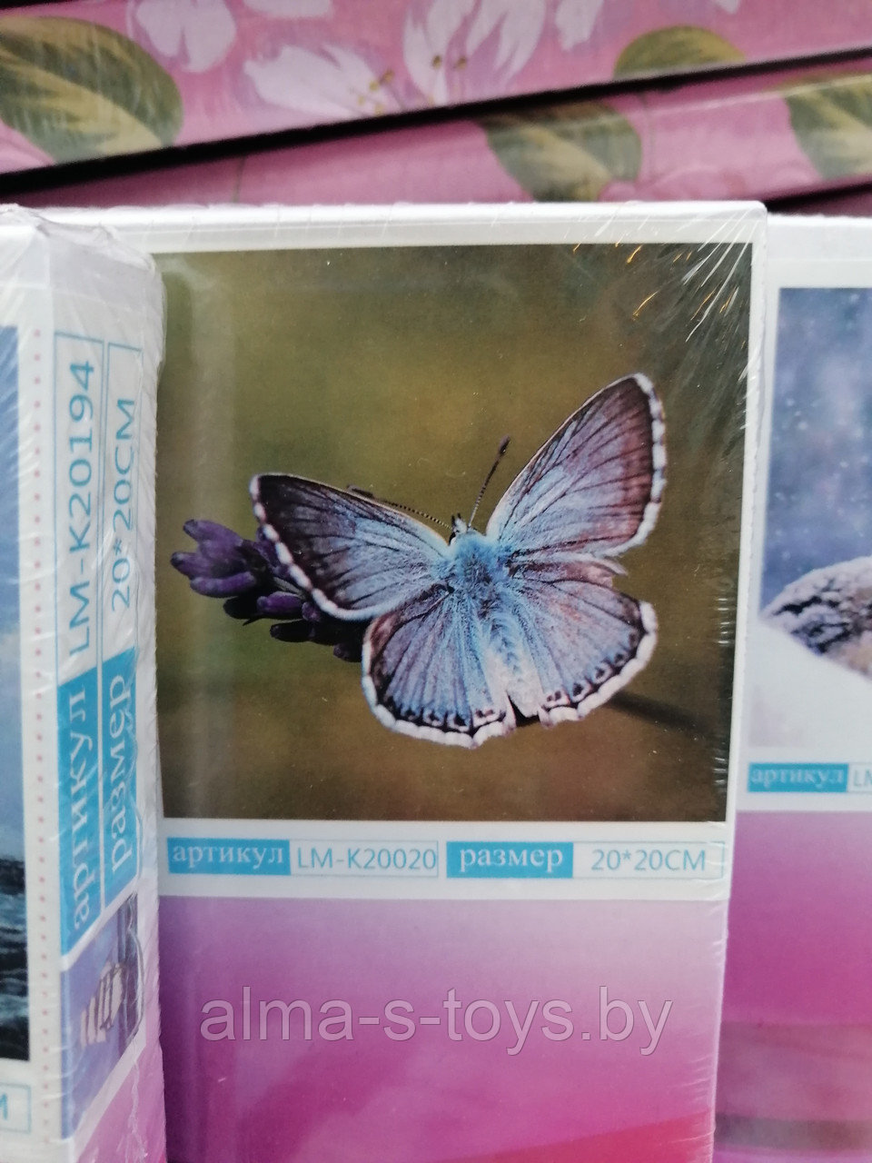 Алмазная мозаика 20* 20, Бабочки, цветы - фото 2 - id-p159213580
