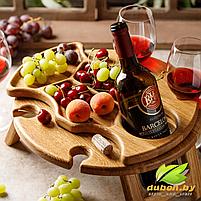Складной винный столик из Дуба на 1 бутылку и 4 бокала "Прогресс", фото 5