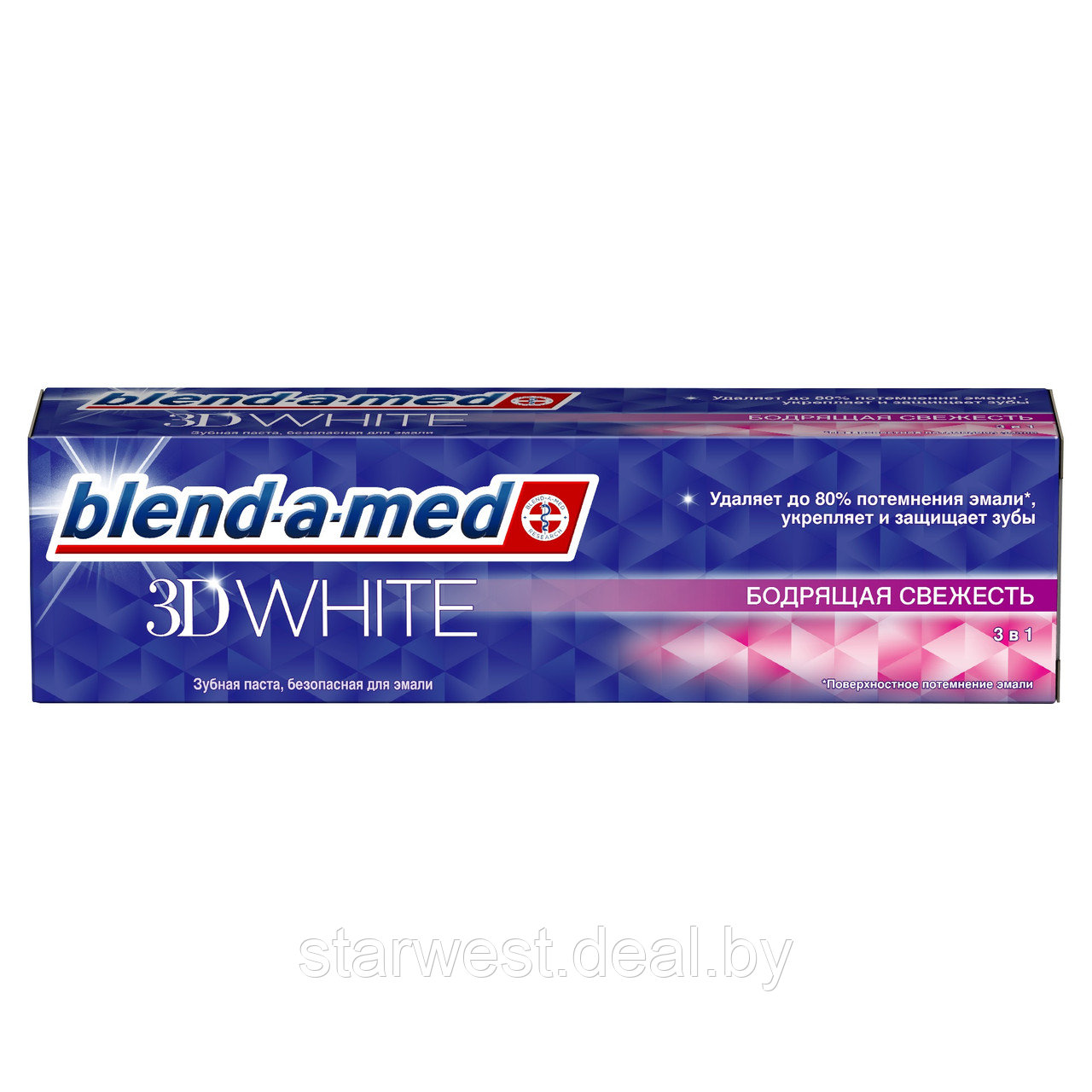 Blend-a-med 3D White 100 мл Зубная паста отбеливающая 3 в 1 с бодрящей свежестью - фото 2 - id-p159236199