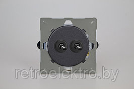 Двухклавишный тумблерный выключатель/переключатель 10А, цвет Matt Black (Матовый черный)