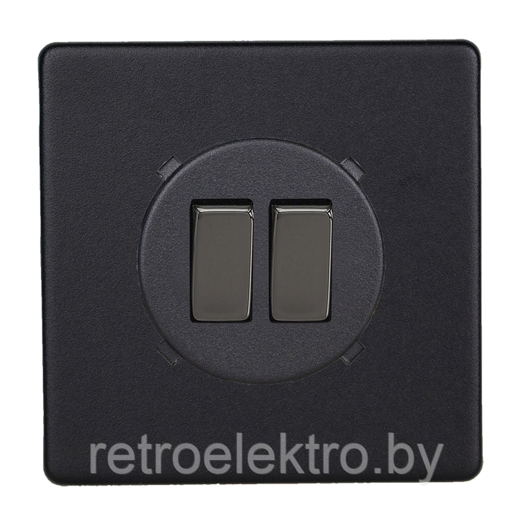 Двухклавишный выключатель/переключатель 10А, цвет Matt Black (Матовый черный) - фото 3 - id-p159241418