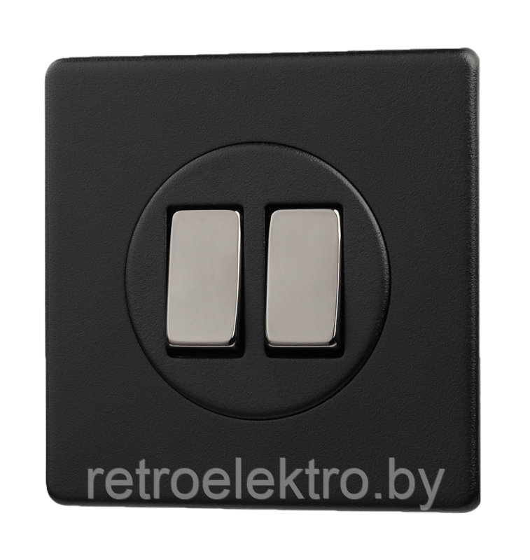 Двухклавишный выключатель/переключатель 10А, цвет Matt Black (Матовый черный) - фото 2 - id-p159241418