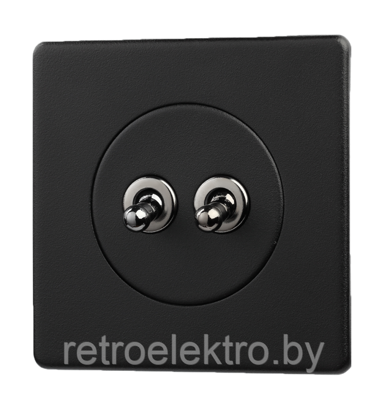 Двухклавишный тумблерный выключатель/переключатель 10А, цвет Matt Black (Матовый черный) - фото 3 - id-p159243734