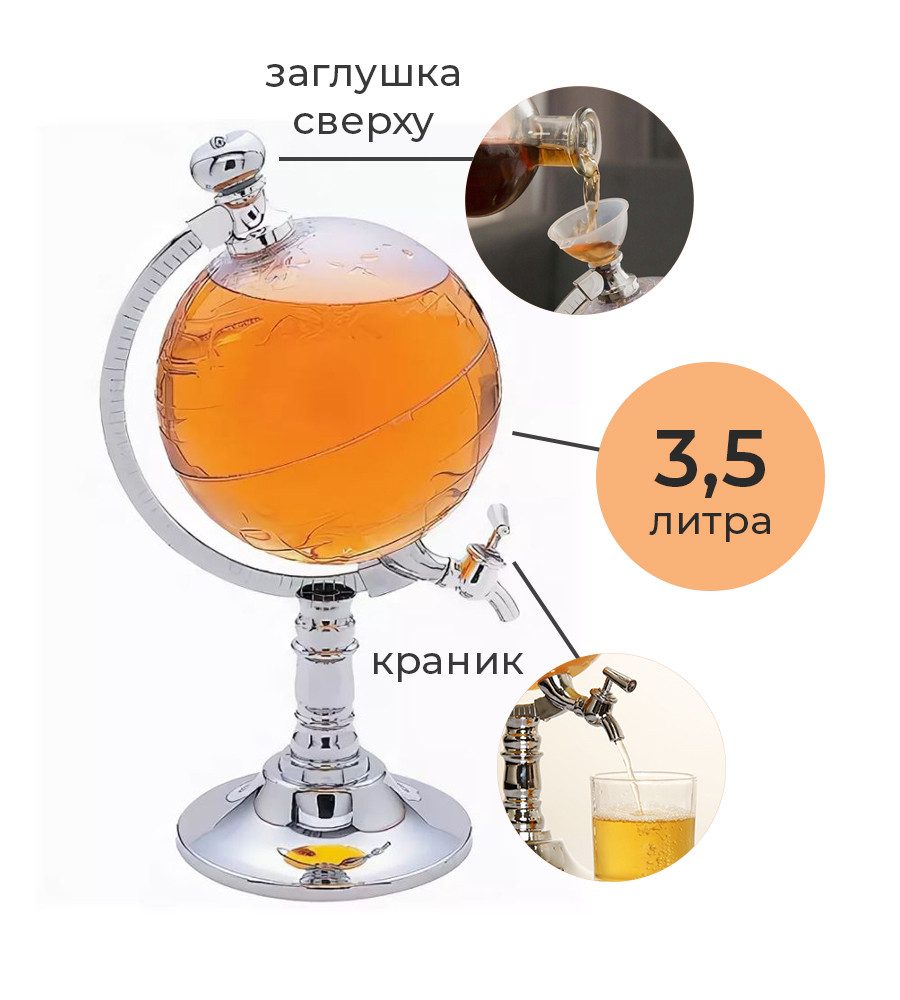 Диспенсер Для Напитков "Глобус" 3,5 литра Globe Drink Dispenser (мини-бар), фото 1