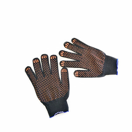 Перчатки трикотажные х/б черные с ПВХ точка, 10 класс, р-р 40-42, 03080-0012, фото 2