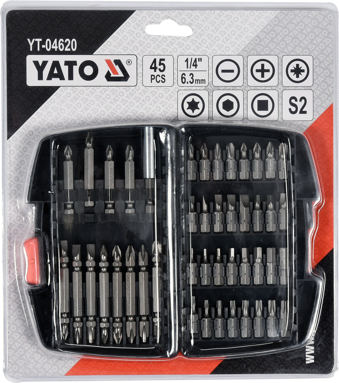 Биты в наборе с битодержателем (45пр.) "Yato" YT-04620 - фото 3 - id-p159292059
