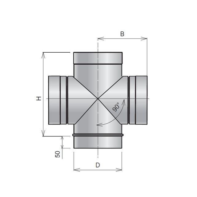 Крестовина 90 градусов для дымохода