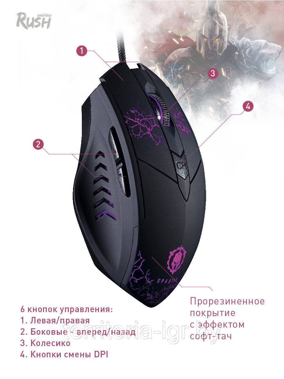 Игровая мышь SBM-737G-K RUSH Spartan Smartbuy - фото 6 - id-p159306571