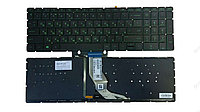 Клавиатура для ноутбука HP Pavilion 15-bs, 15-bw, 17-bs, 250 G6, 255 G6, 258 G6 черная, зеленые кнопки, с