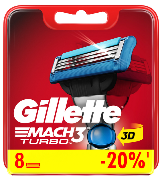 Сменные кассеты Gillette MACH 3 TURBO ( 8 шт ) - фото 1 - id-p142225102