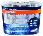 Автомобильная лампа H1 Osram Night Breaker Plus +90% (комплект 2 шт) - фото 1 - id-p159350484