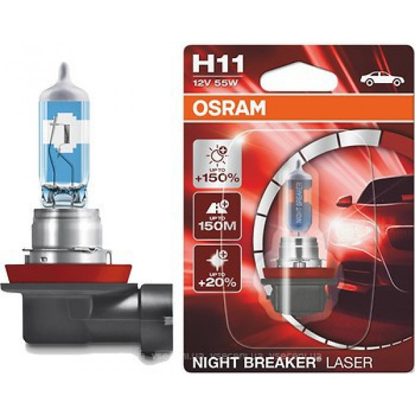 Автомобильная лампа H11 Osram Night Breaker Laser +150% (1 блистер) - фото 1 - id-p159350649