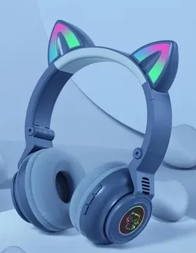 Детские наушники Cat Ear 1234 беспроводные со светящимися ушками Wireless Headphones