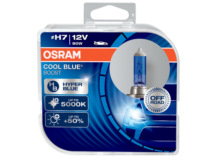 Автомобильная лампа H7 Osram COOL BLUE BOOST Off Road H7 +50% 12V 80W (комплект 2шт) - фото 1 - id-p159352753