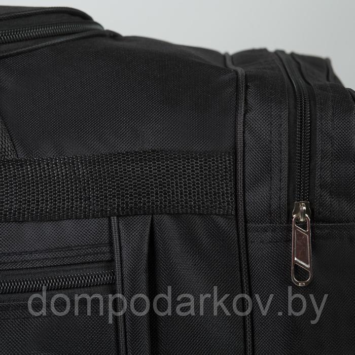 Сумка спортивная, 3 отдела на молниях, наружный карман, длинный ремень, цвет чёрный - фото 3 - id-p159353076