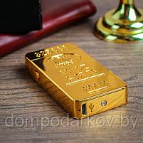 Зажигалка электронная "10 OZ GOLD", дуговая, USB, золотая, 3.5х1х7 см, фото 2