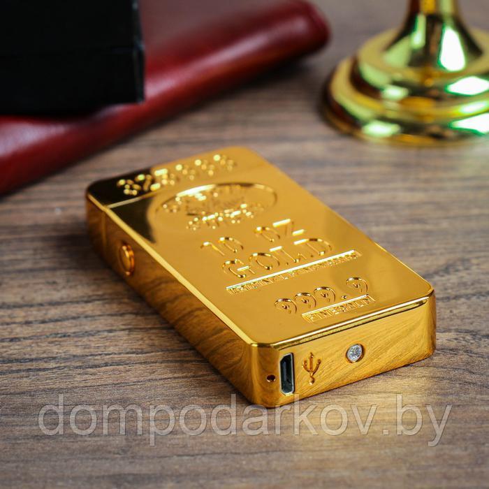 Зажигалка электронная "10 OZ GOLD", дуговая, USB, золотая, 3.5х1х7 см - фото 2 - id-p159354256