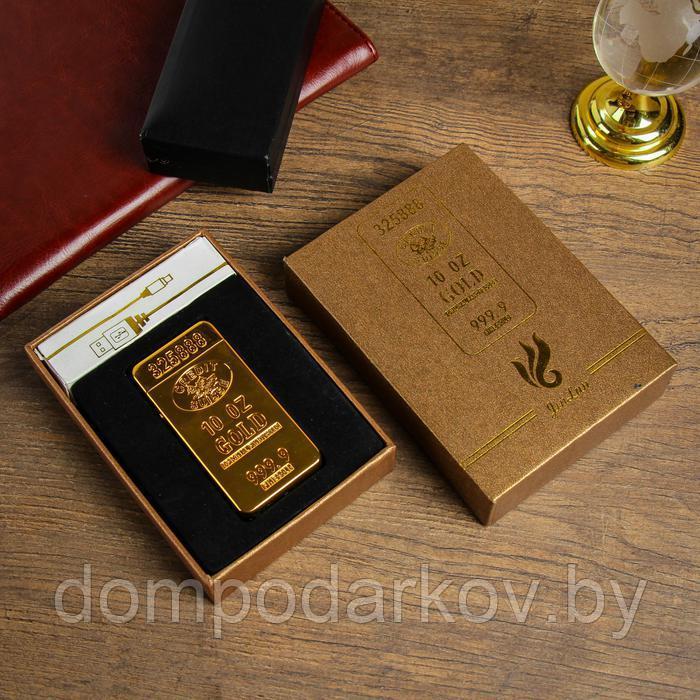 Зажигалка электронная "10 OZ GOLD", дуговая, USB, золотая, 3.5х1х7 см - фото 3 - id-p159354256