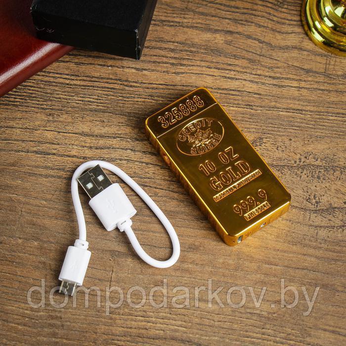 Зажигалка электронная "10 OZ GOLD", дуговая, USB, золотая, 3.5х1х7 см - фото 5 - id-p159354256