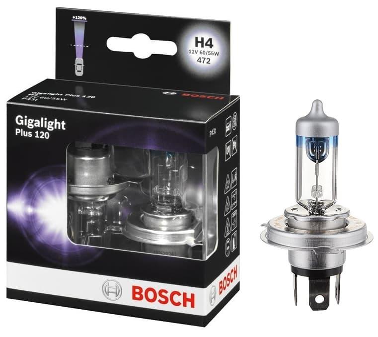 Автомобильная лампа Bosch H4 Gigalight  Plus 120 (+120% яркости) комплект 2шт