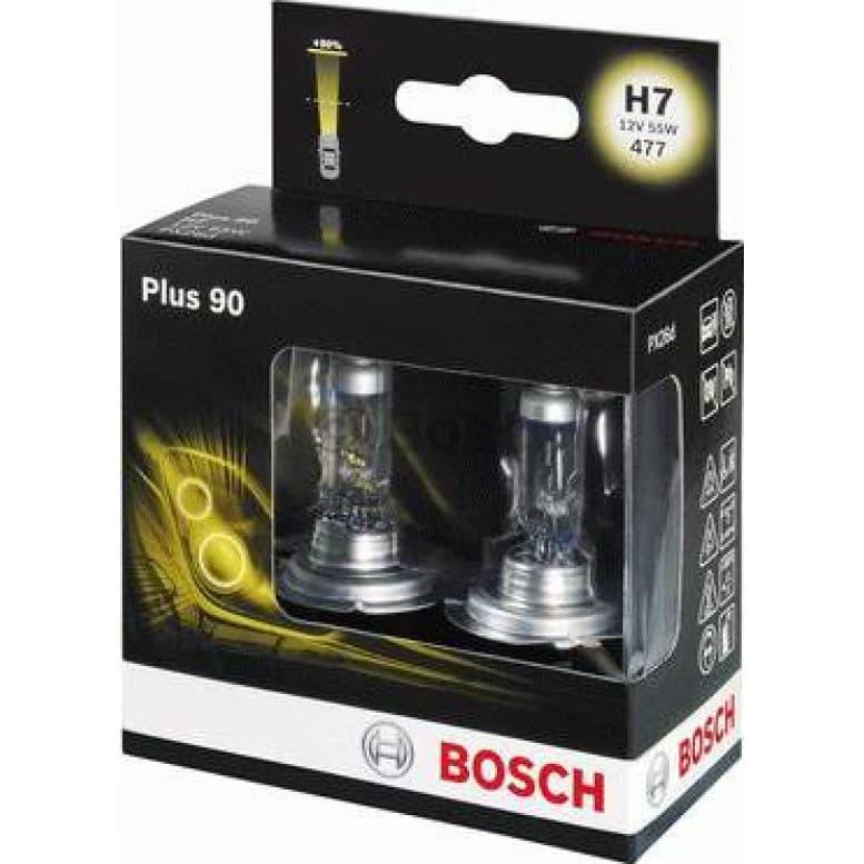 Автомобильная лампа Bosch H7 Plus 90 (+90% яркости) комплект 2шт