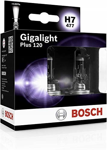 Автомобильная лампа Bosch H7 Gigalight Plus 120 (+120% яркости) комплект 2шт