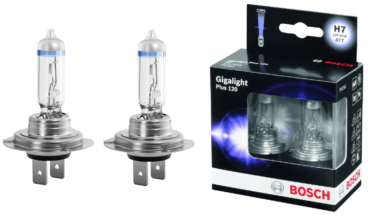 Автомобильная лампа Bosch H7 Gigalight Plus 120 (+120% яркости) комплект 2шт - фото 2 - id-p159356046