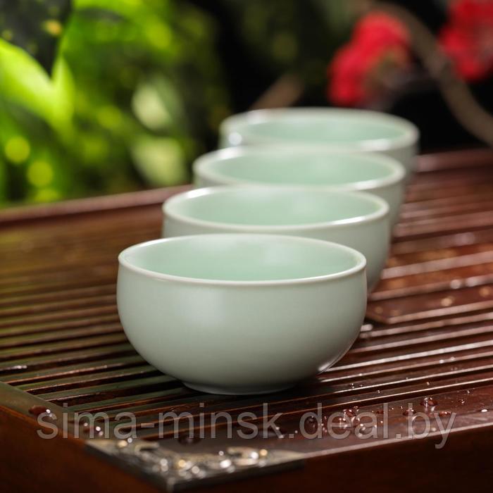 Набор для чайной церемонии керамический «Тясицу», 8 предметов: чайник 120 мл, 4 пиалы 50 мл, салфетка, щипцы, - фото 6 - id-p159363383